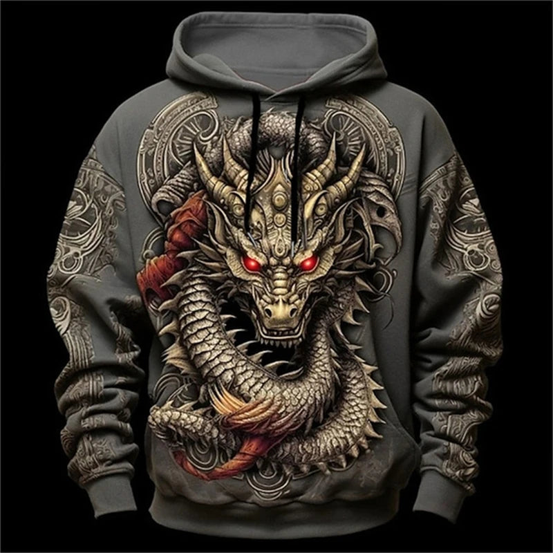 Moleton 3D com Capuz - Dragão Chines Acessorio masculino 009 - moleton dragao Loja da Dryka HHLK-151 XXP 