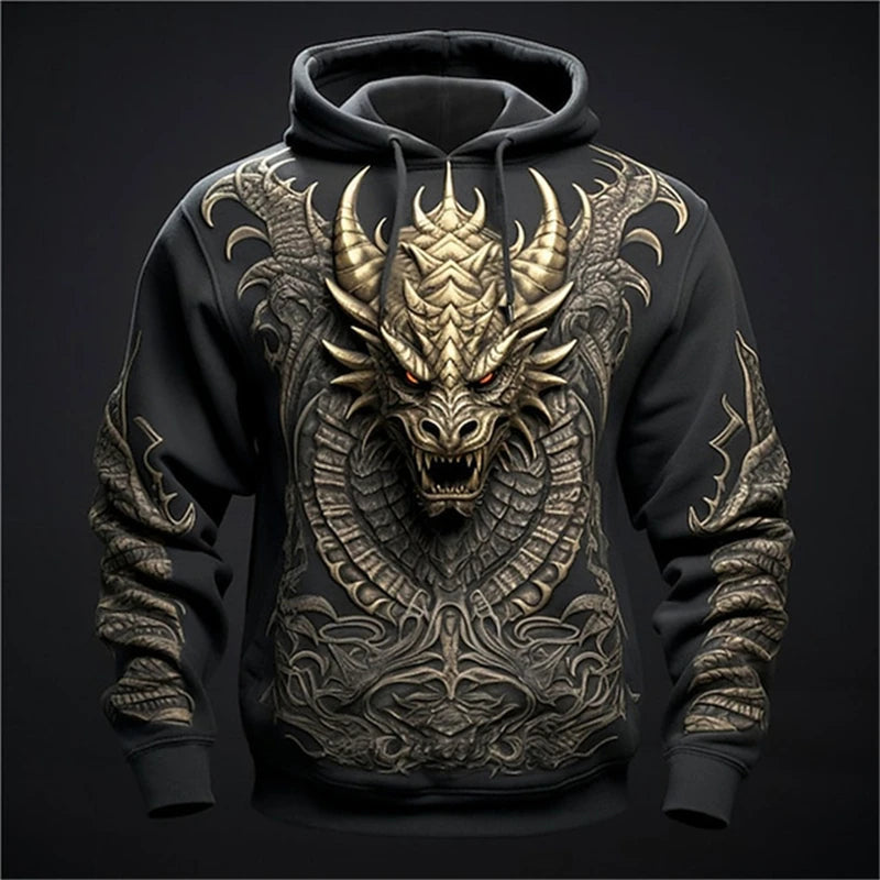 Moleton 3D com Capuz - Dragão Chines Acessorio masculino 009 - moleton dragao Loja da Dryka HHLK-152 XXP 
