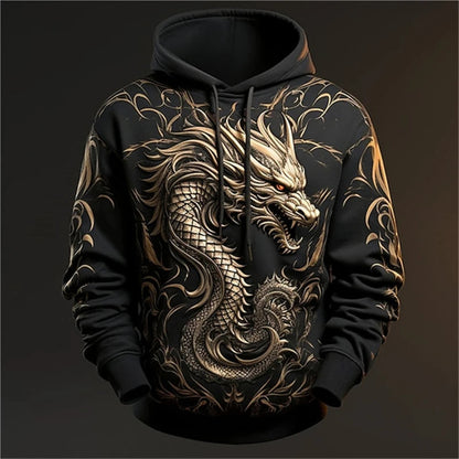 Moleton 3D com Capuz - Dragão Chines Acessorio masculino 009 - moleton dragao Loja da Dryka HHLK-153 XXP 