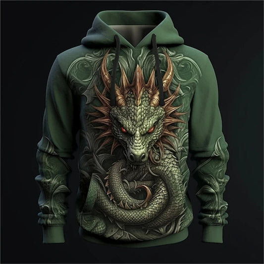 Moleton 3D com Capuz - Dragão Chines Acessorio masculino 009 - moleton dragao Loja da Dryka HHWG-10 XXP 