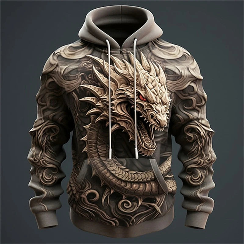 Moleton 3D com Capuz - Dragão Chines Acessorio masculino 009 - moleton dragao Loja da Dryka HHWG-11 XXP 