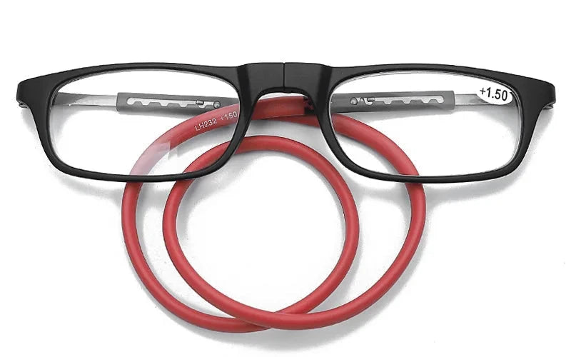 Óculos de Grau Feminino Dobrável - Click Magnetic oculos - click magnetic Loja da Dryka Preto / Vermelho +150 