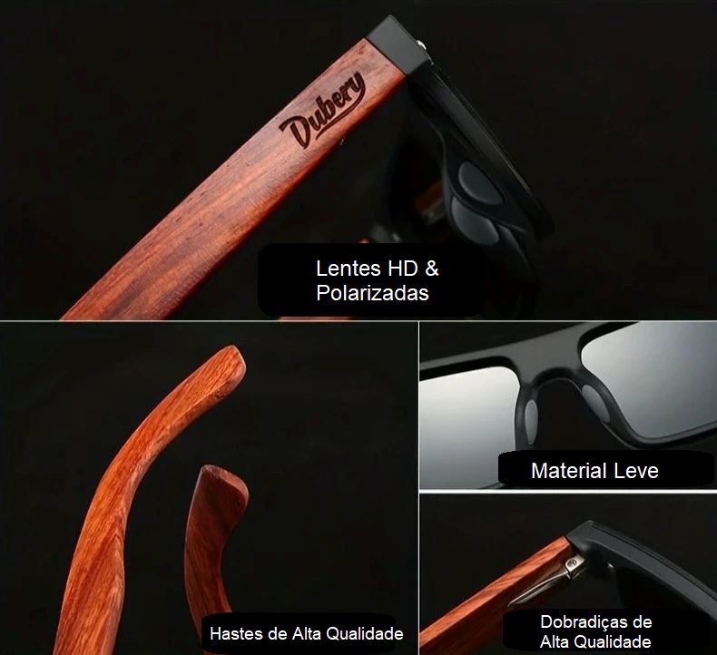 Óculos de Sol Polarizado DUBERY - Wood Face oculos de sol 007 Loja da Dryka 