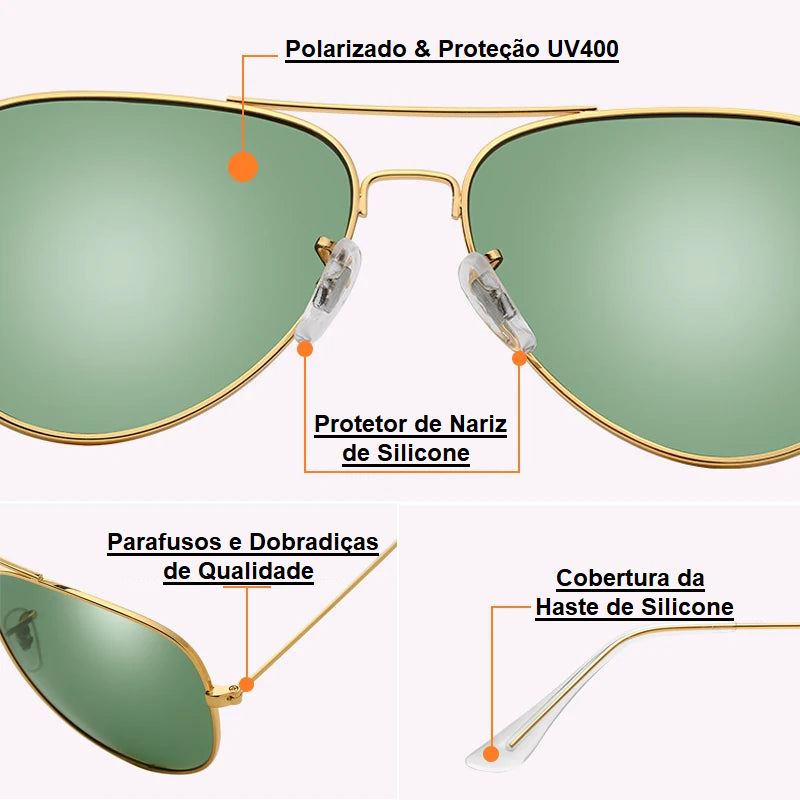 Óculos de sol Polarizado KDEAM- Aviador oculos de sol 002 Loja da Dryka 