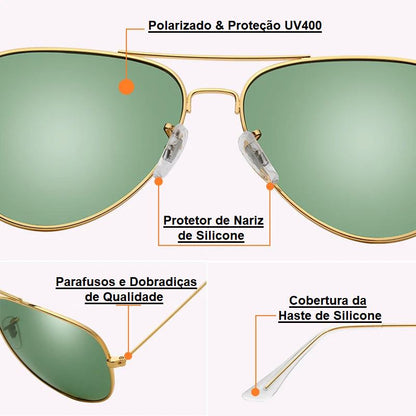 Óculos de sol Polarizado KDEAM- Aviador oculos de sol 002 Loja da Dryka 