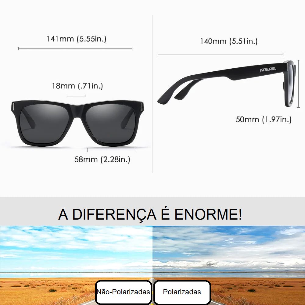 Óculos de Sol Polarizado KDEAM - New Square oculos de sol 003 Loja da Dryka 