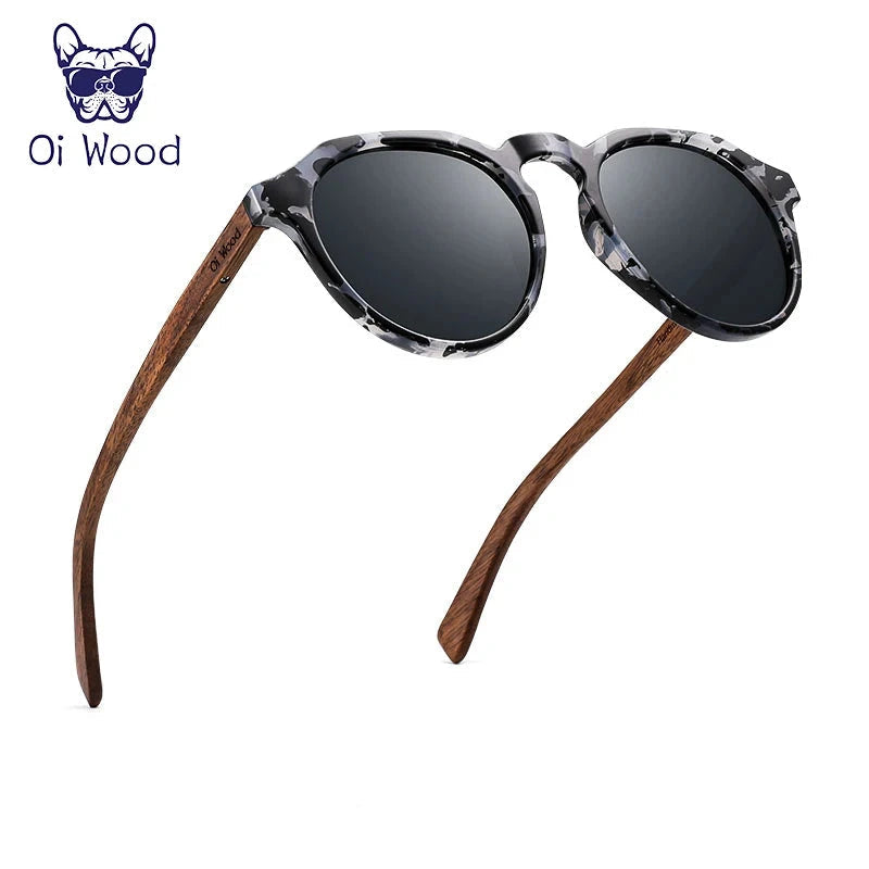 Óculos de Sol Redondo Unissex - Oi Wood Loja da Dryka Preto 