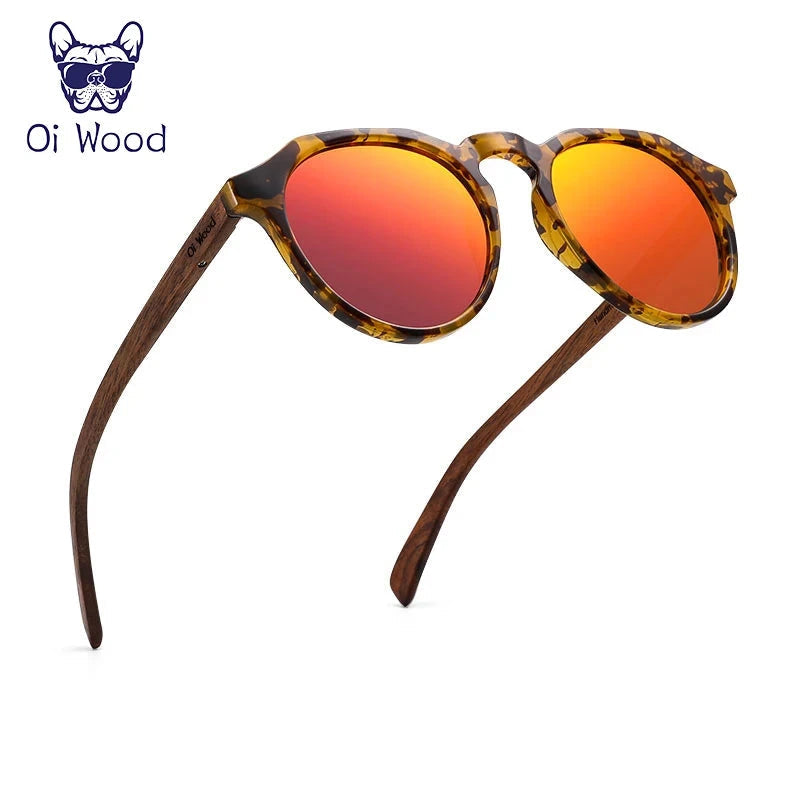 Óculos de Sol Redondo Unissex - Oi Wood Loja da Dryka Vermelho 