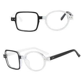 Óculos quadrados e redondos assimétricos vintage para homens e mulheres, óculos de grandes dimensões, moldura óptica, nova moda, 2023 Loja da Dryka 