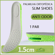 Palmilha Ortopédica com Regulagem de Altura - Slim Shoes Bem estar - palmilha altura Loja da Dryka 1.5cm - Cinza/Verde 33-34 (23.5cm) 