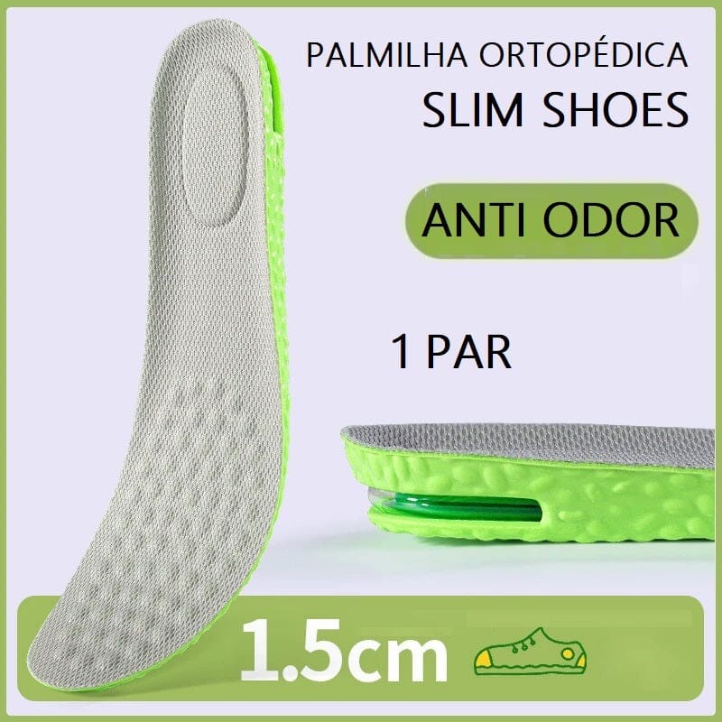 Palmilha Ortopédica com Regulagem de Altura - Slim Shoes Bem estar - palmilha altura Loja da Dryka 1.5cm - Cinza/Verde 33-34 (23.5cm) 