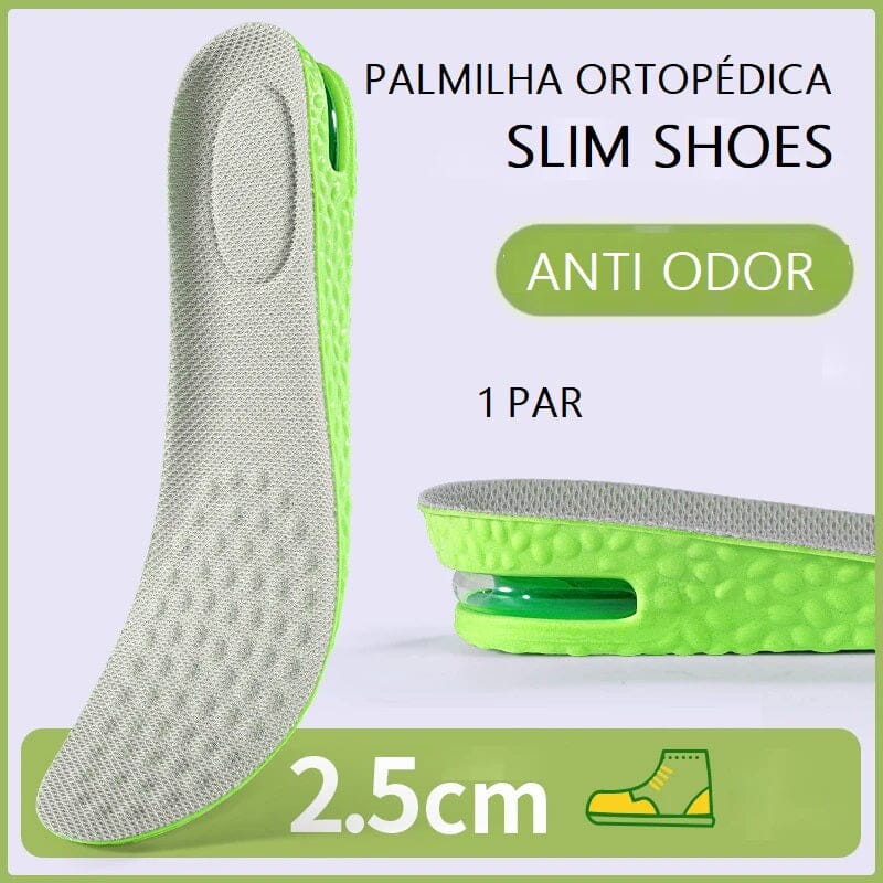 Palmilha Ortopédica com Regulagem de Altura - Slim Shoes Bem estar - palmilha altura Loja da Dryka 2.5cm - Cinza/Verde 33-34 (23.5cm) 
