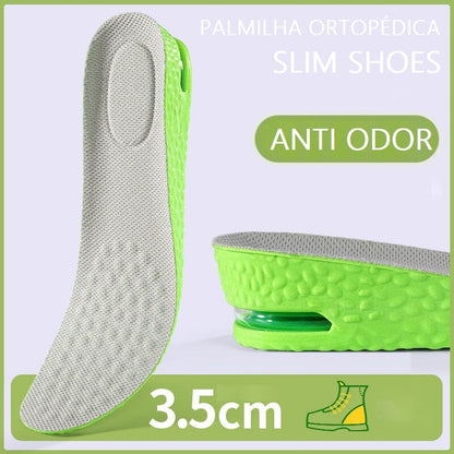 Palmilha Ortopédica com Regulagem de Altura - Slim Shoes Bem estar - palmilha altura Loja da Dryka 3.5cm - Cinza/Verde 33-34 (23.5cm) 