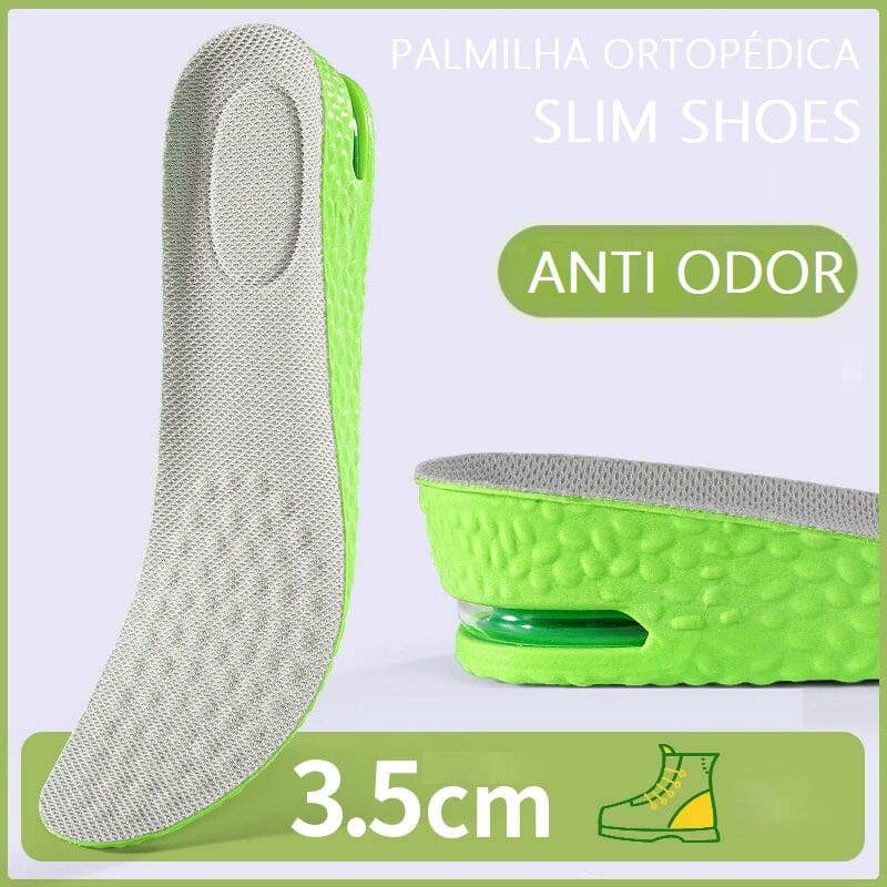 Palmilha Ortopédica com Regulagem de Altura - Slim Shoes Bem estar - palmilha altura Loja da Dryka 3.5cm - Cinza/Verde 33-34 (23.5cm) 