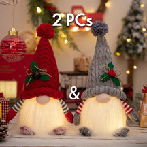 Papai Noel Decorativo Iluminado Natal 002 Loja da Dryka Kit 2 - Vermelho Cinza 