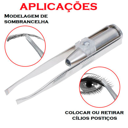 Pinça Aço Inox com LED Integrado beleza 035 Loja da Dryka 
