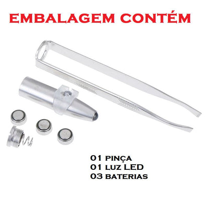 Pinça Aço Inox com LED Integrado beleza 035 Loja da Dryka 