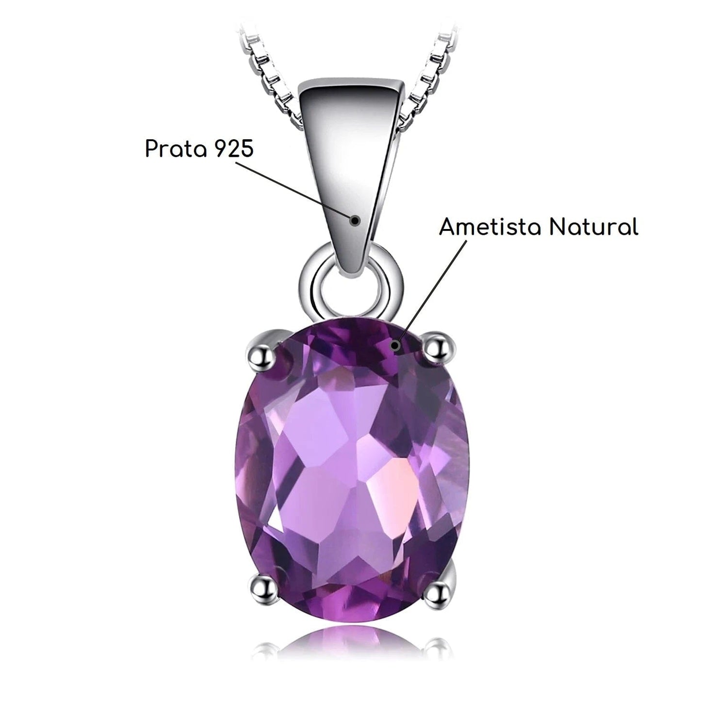 Pingente Ágape em Prata 925 com Pedras Preciosas acessorio feminino 011 Loja da Dryka Ametista Oval 