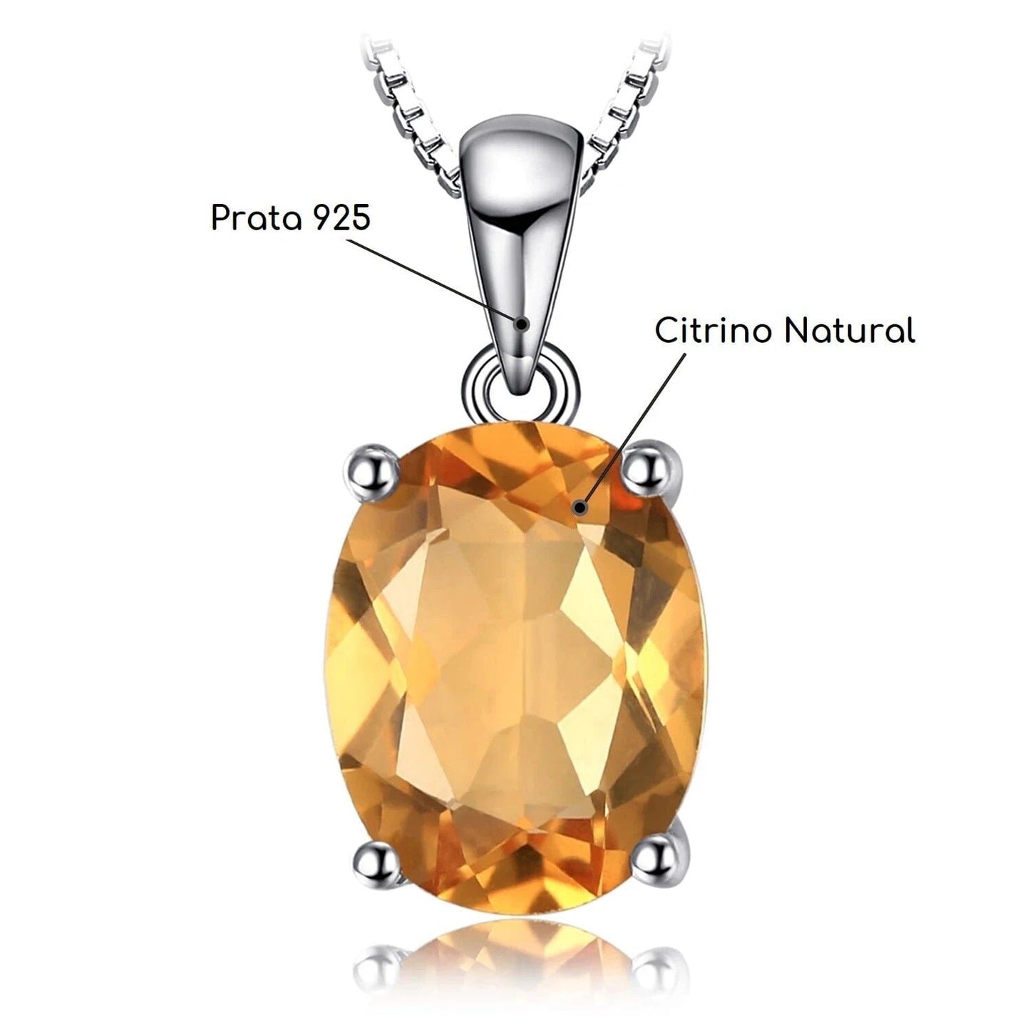 Pingente Ágape em Prata 925 com Pedras Preciosas acessorio feminino 011 Loja da Dryka Citrino Oval 