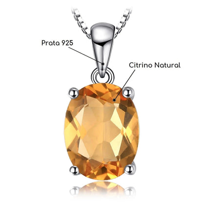 Pingente Ágape em Prata 925 com Pedras Preciosas acessorio feminino 011 Loja da Dryka Citrino Oval 