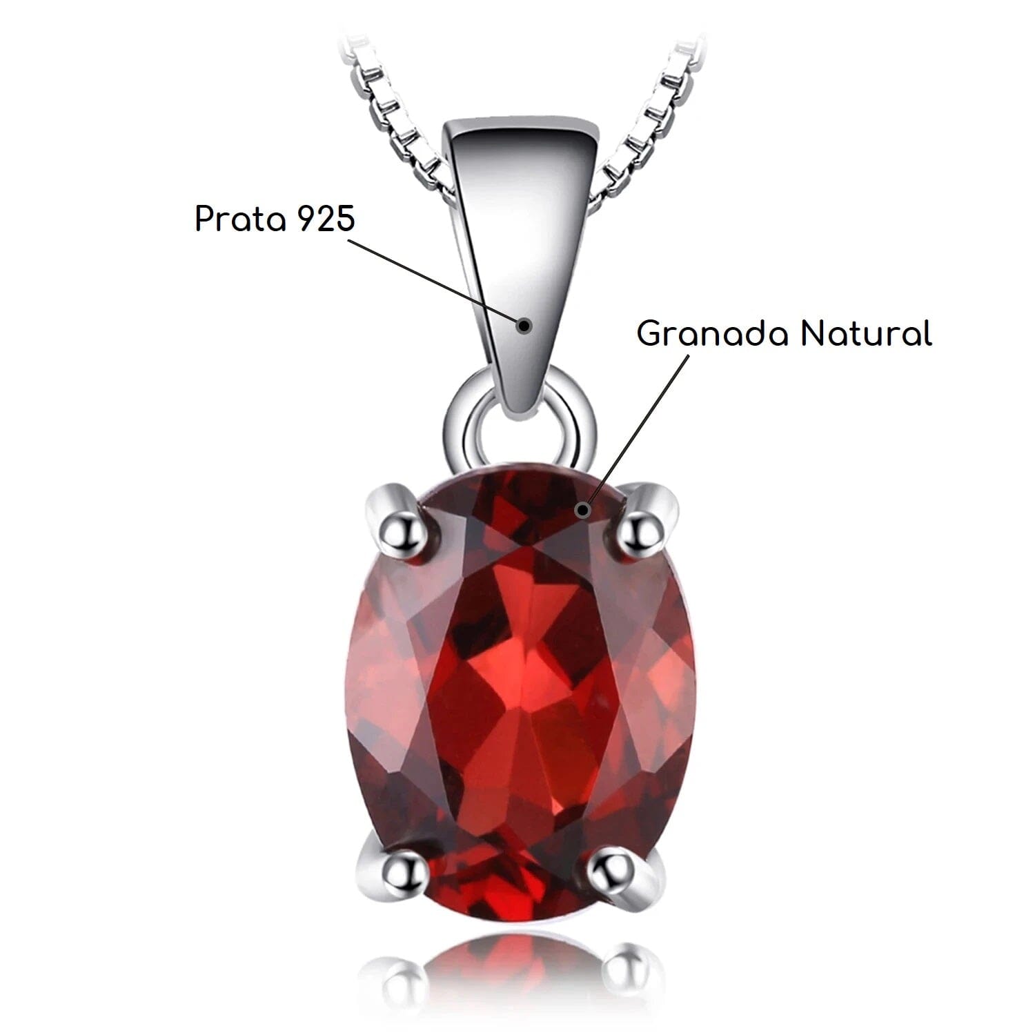 Pingente Ágape em Prata 925 com Pedras Preciosas acessorio feminino 011 Loja da Dryka Granada Oval 