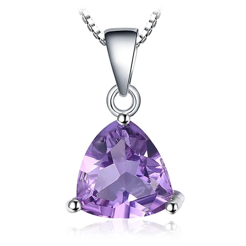 Pingente de Prata 925 com Pedra acessorio feminino 011 Loja da Dryka Ametista Triangular 