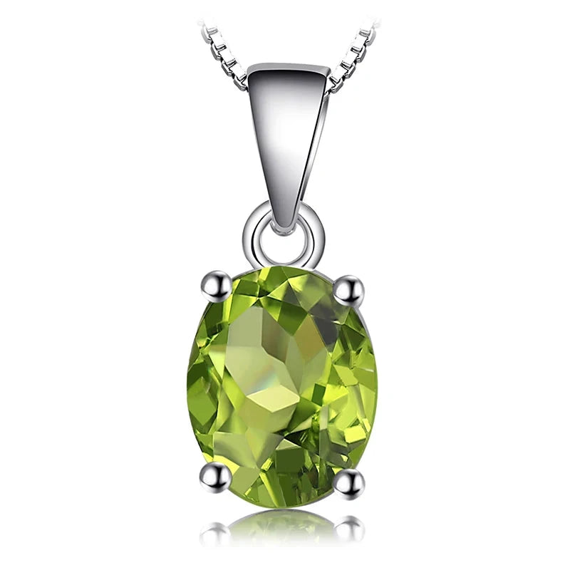 Pingente de Prata 925 com Pedra acessorio feminino 011 Loja da Dryka Peridoto Oval 