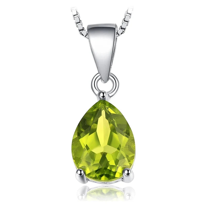 Pingente de Prata 925 com Pedra acessorio feminino 011 Loja da Dryka Peridoto Pera 