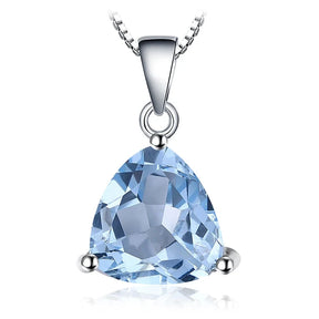 Pingente de Prata 925 com Pedra acessorio feminino 011 Loja da Dryka Topázio Azul Triangular 