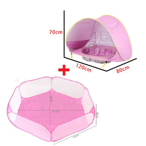Piscina Tenda Infantil -Baby Beach Brinquedo 029 Loja da Dryka Tenda Rosa + Cerca Rosa 