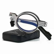 Portable Smart Folding Reading Glasses Blue Light Blocking For Men Metal Round Square Elder Eyeglasses Diopters Presbyopia Gafas Loja da Dryka Round +400 
