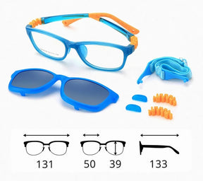 Ralferty 2 In 1 Kids Sunglasses Polarized Clips On Glasses Child 0 Diopter Prescription Optic Myopia Eyewear Frame Glasses Chain Loja da Dryka 