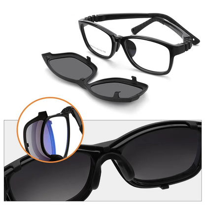 Ralferty 2 In 1 Kids Sunglasses Polarized Clips On Glasses Child 0 Diopter Prescription Optic Myopia Eyewear Frame Glasses Chain Loja da Dryka 