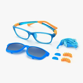 Ralferty 2 In 1 Kids Sunglasses Polarized Clips On Glasses Child 0 Diopter Prescription Optic Myopia Eyewear Frame Glasses Chain Loja da Dryka Blue Yellow CHINA As picture