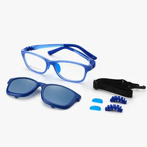 Ralferty 2 In 1 Kids Sunglasses Polarized Clips On Glasses Child 0 Diopter Prescription Optic Myopia Eyewear Frame Glasses Chain Loja da Dryka Clear Blue CHINA As picture