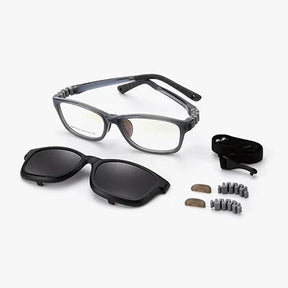 Ralferty 2 In 1 Kids Sunglasses Polarized Clips On Glasses Child 0 Diopter Prescription Optic Myopia Eyewear Frame Glasses Chain Loja da Dryka Clear Gray CHINA As picture