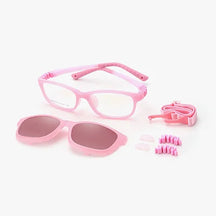 Ralferty 2 In 1 Kids Sunglasses Polarized Clips On Glasses Child 0 Diopter Prescription Optic Myopia Eyewear Frame Glasses Chain Loja da Dryka Pink CHINA As picture