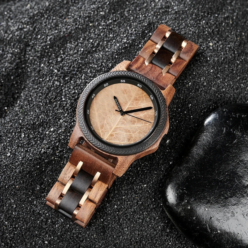 Relógio Masculino de Madeira BOBO BIRD - Leaf Elegance relogio masculino Leaf Elegance Loja da Dryka 