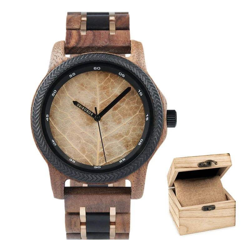 Relógio Masculino de Madeira BOBO BIRD - Leaf Elegance relogio masculino Leaf Elegance Loja da Dryka Bege 