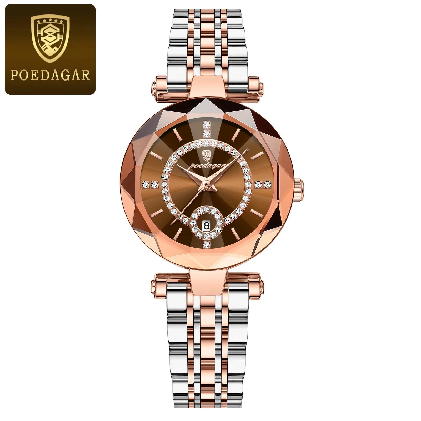Relógio Poedagar Ruby relogio feminino 002 Loja da Dryka Marrom e Dourado 