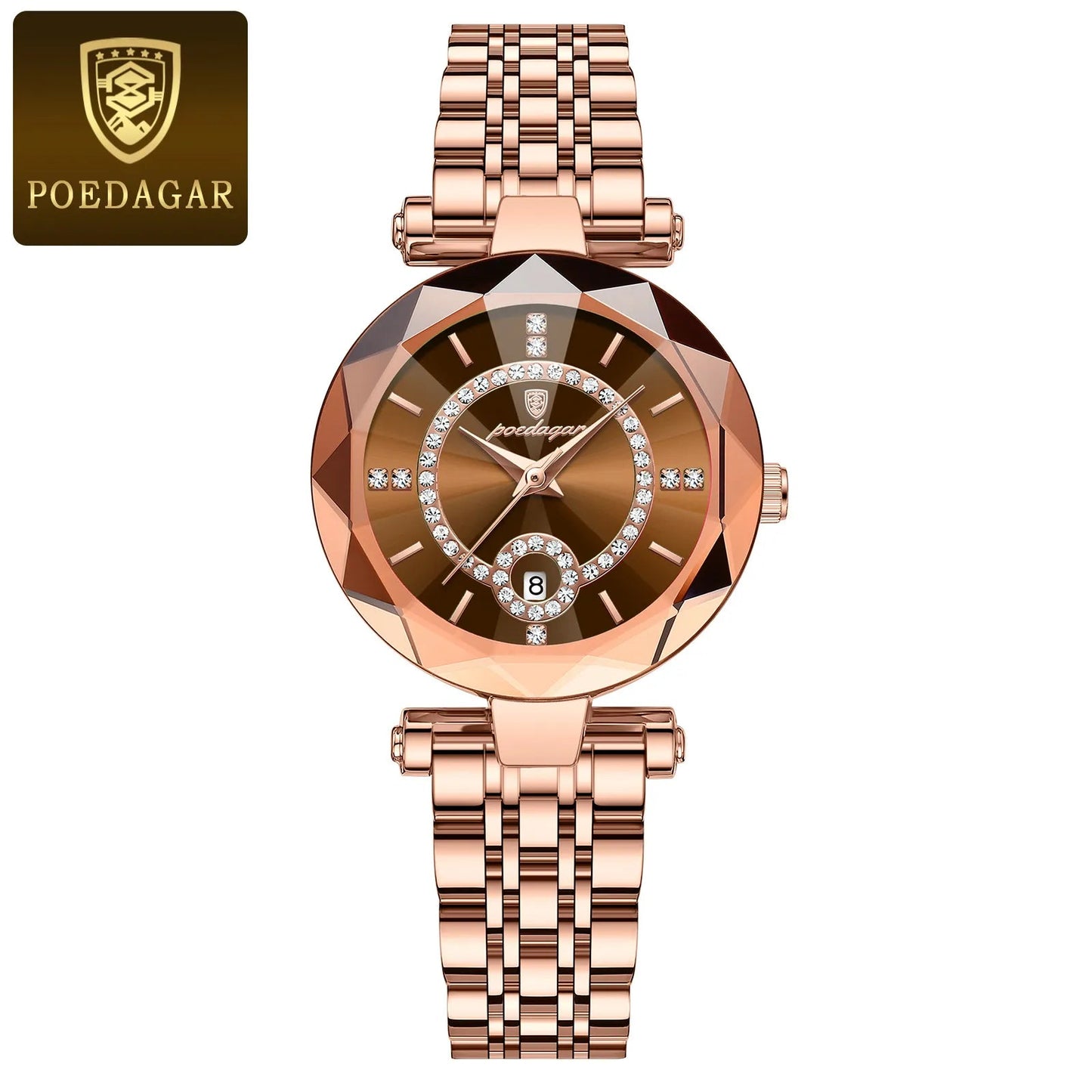 Relógio Poedagar Ruby relogio feminino 002 Loja da Dryka Marrom e Rosé 
