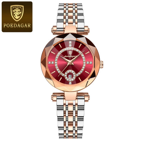 Relógio Poedagar Ruby relogio feminino 002 Loja da Dryka Vermelho e Dourado 
