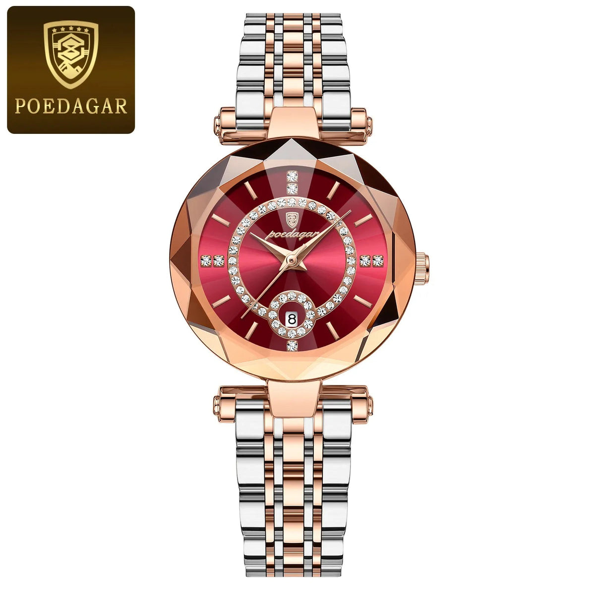 Relógio Poedagar Ruby relogio feminino 002 Loja da Dryka Vermelho e Dourado 