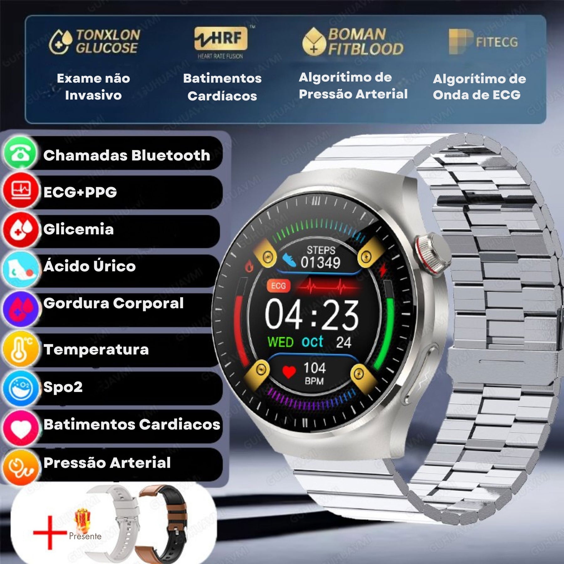Relógio Smartwatch Feminino - Live Metrics Relógio Smartwatch - Live Metrics Loja da Dryka Aço Prata B2 