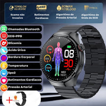 Relógio Smartwatch Feminino - Live Metrics Relógio Smartwatch - Live Metrics Loja da Dryka Aço Preto B 