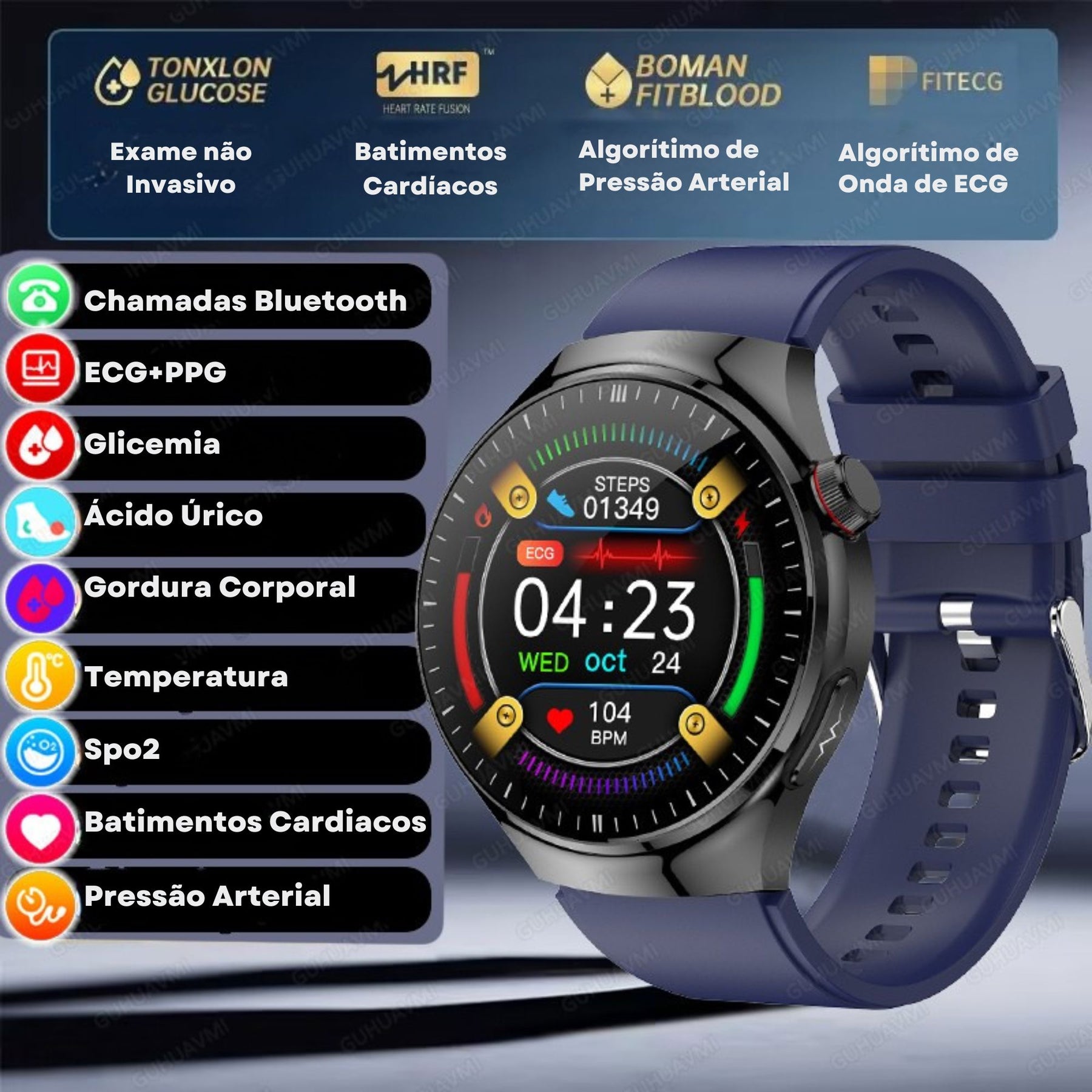 Relógio Smartwatch Feminino - Live Metrics Relógio Smartwatch - Live Metrics Loja da Dryka Azul 