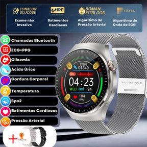 Relógio Smartwatch Feminino - Live Metrics Relógio Smartwatch - Live Metrics Loja da Dryka Malha Prata 2 