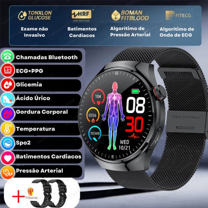 Relógio Smartwatch Feminino - Live Metrics Relógio Smartwatch - Live Metrics Loja da Dryka Malha Preta 2 