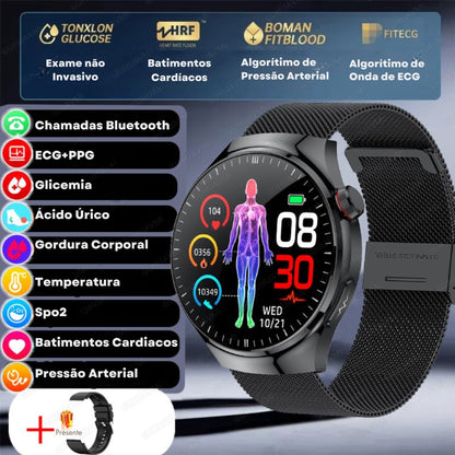 Relógio Smartwatch Feminino - Live Metrics Relógio Smartwatch - Live Metrics Loja da Dryka Malha Preta 