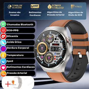 Relógio Smartwatch Feminino - Live Metrics Relógio Smartwatch - Live Metrics Loja da Dryka Marrom Couro 